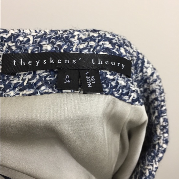 Theyskens' Theory Flossy Seast Navy Tweed & Iridescent Hologram Mini Skirt Sz 0 - Picture 5 of 6